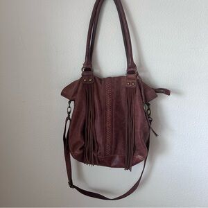 Western inspired brown Lucky Brand Leather Tote Bag